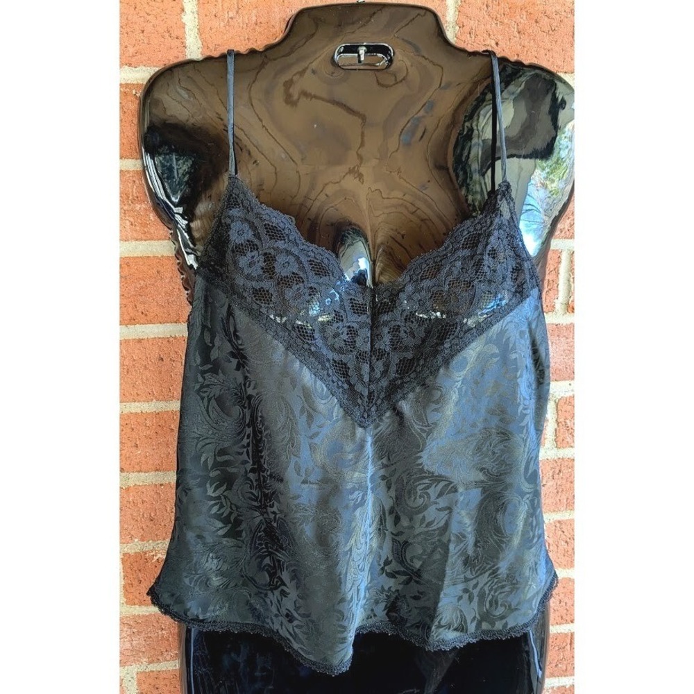Womens Camisole Top M Vintage Floral Silky Luxurious Coquette Dainty Lace USA